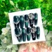Stema Handmade Cat Eye False Nails With Rhinestones High Quality Full Cover Wearable Acrylic Press On Nails 10 Nails